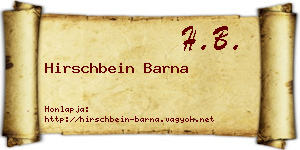 Hirschbein Barna névjegykártya